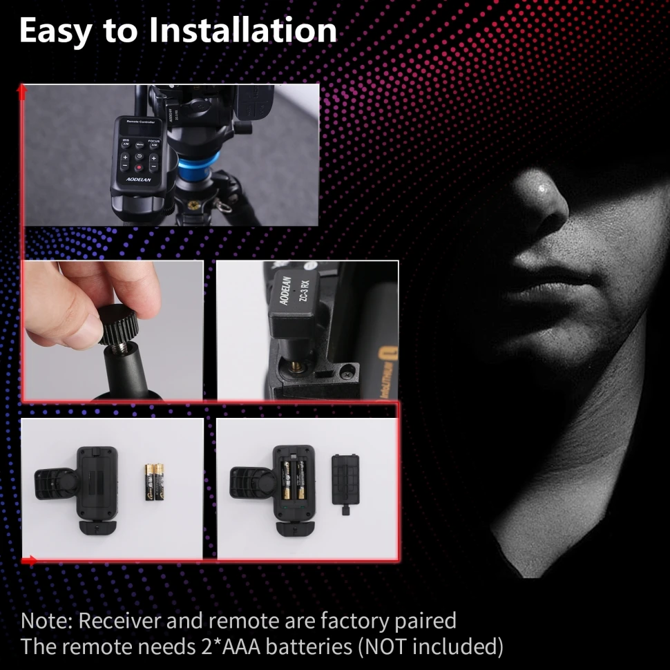 AODELAN Aktualisierter ZC-3 Wireless Camcorder LANC 2,5-mm-Kamera-Fernbedienung für Sony Canon Video Zoom, Focus, IRIS und Aufnahme – Detail 7
