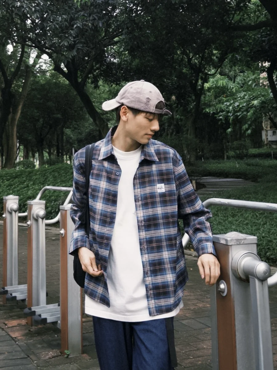 

Ретро клетчатая свободная посадка irt, мужская и женская верхняя одежда для пар, ленивый Sle, уличный тренд, повседневная длинная свеч на пуговицах