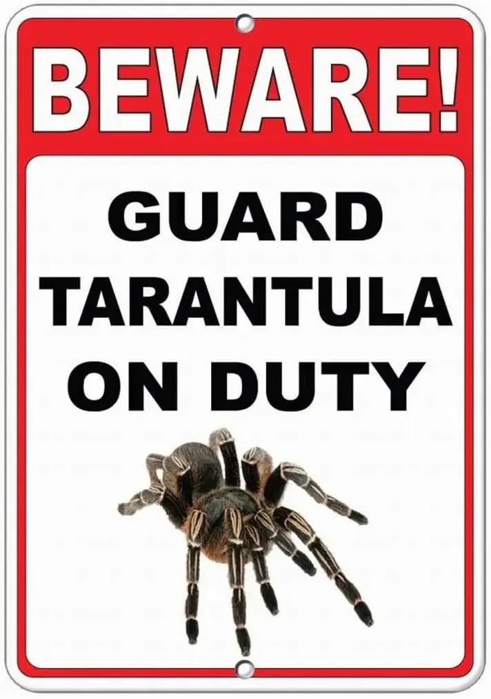Beware! Guard Tarantula On Duty Quote Notice Sign Tin Decor