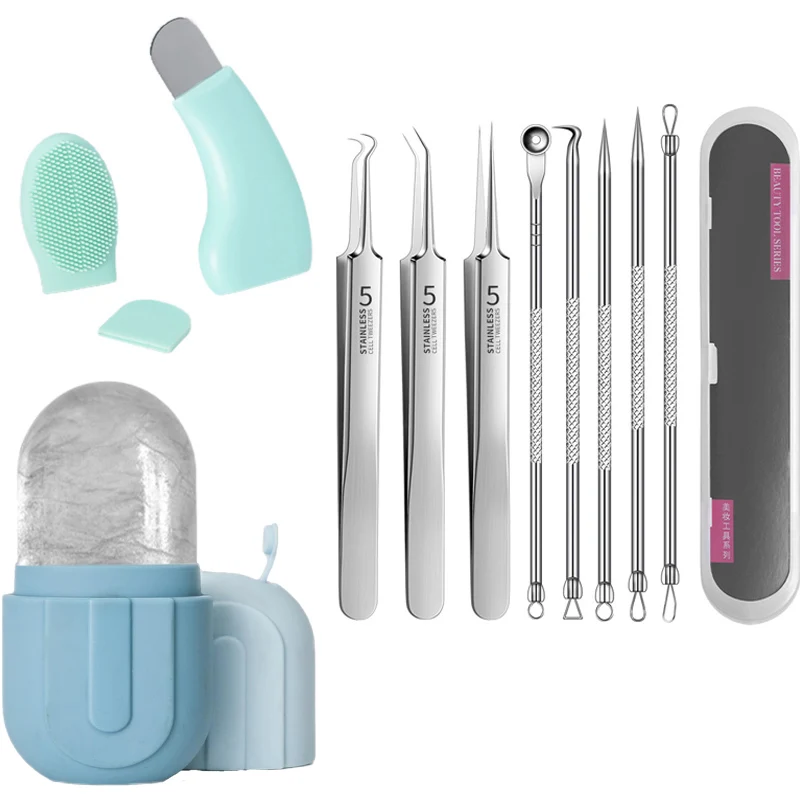 Ensemble de beauté pour soins du visage, rouleau à glace pour les yeux, clip cellulaire, pelle à points noirs, ensemble combiné, nettoyage du visage, outils de soins de la peau