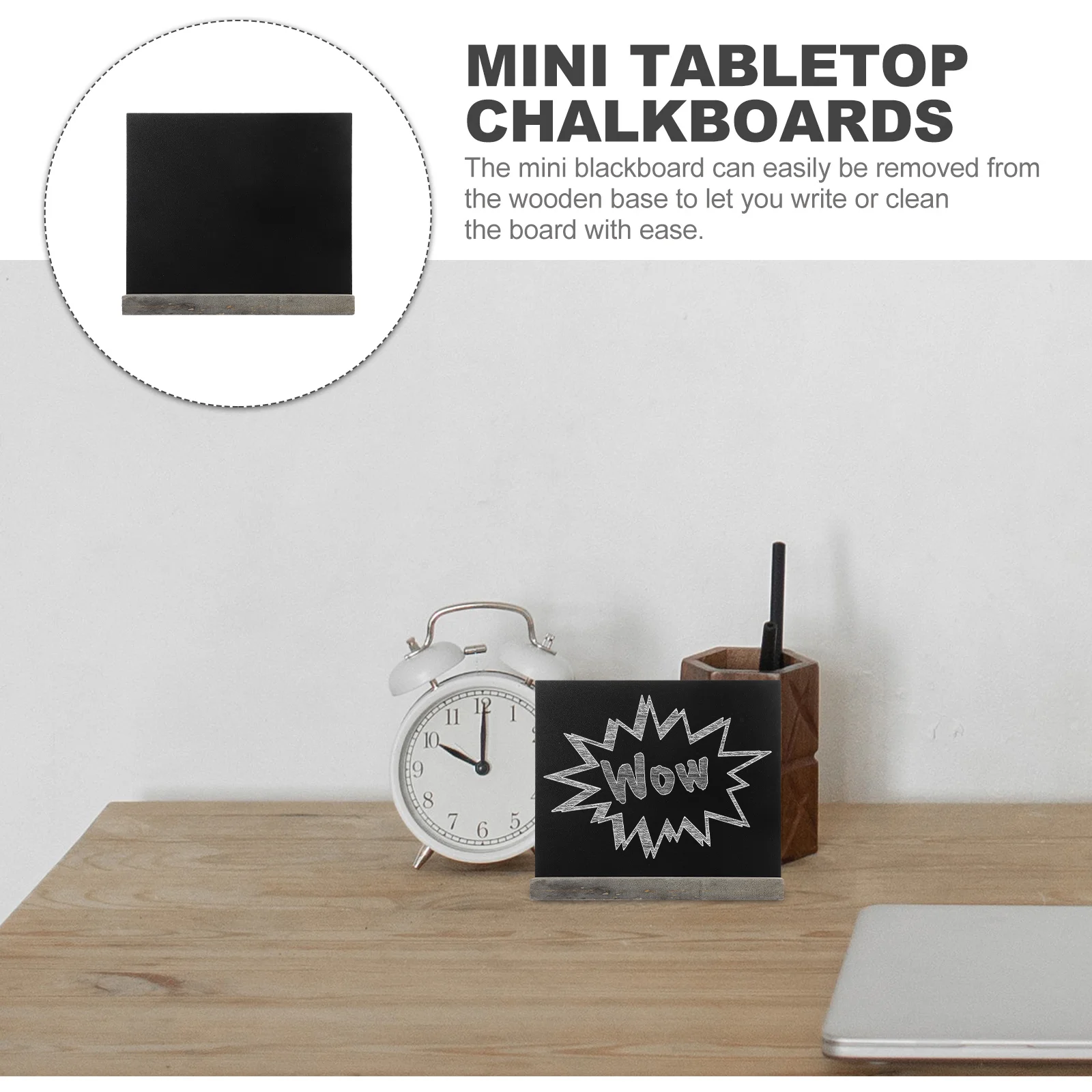 

8Pcs Mini Wooden Chalkboard Signs Removable Base Rustic Tabletop Chalkboards for Wedding Party Cafe Restaurant Decor