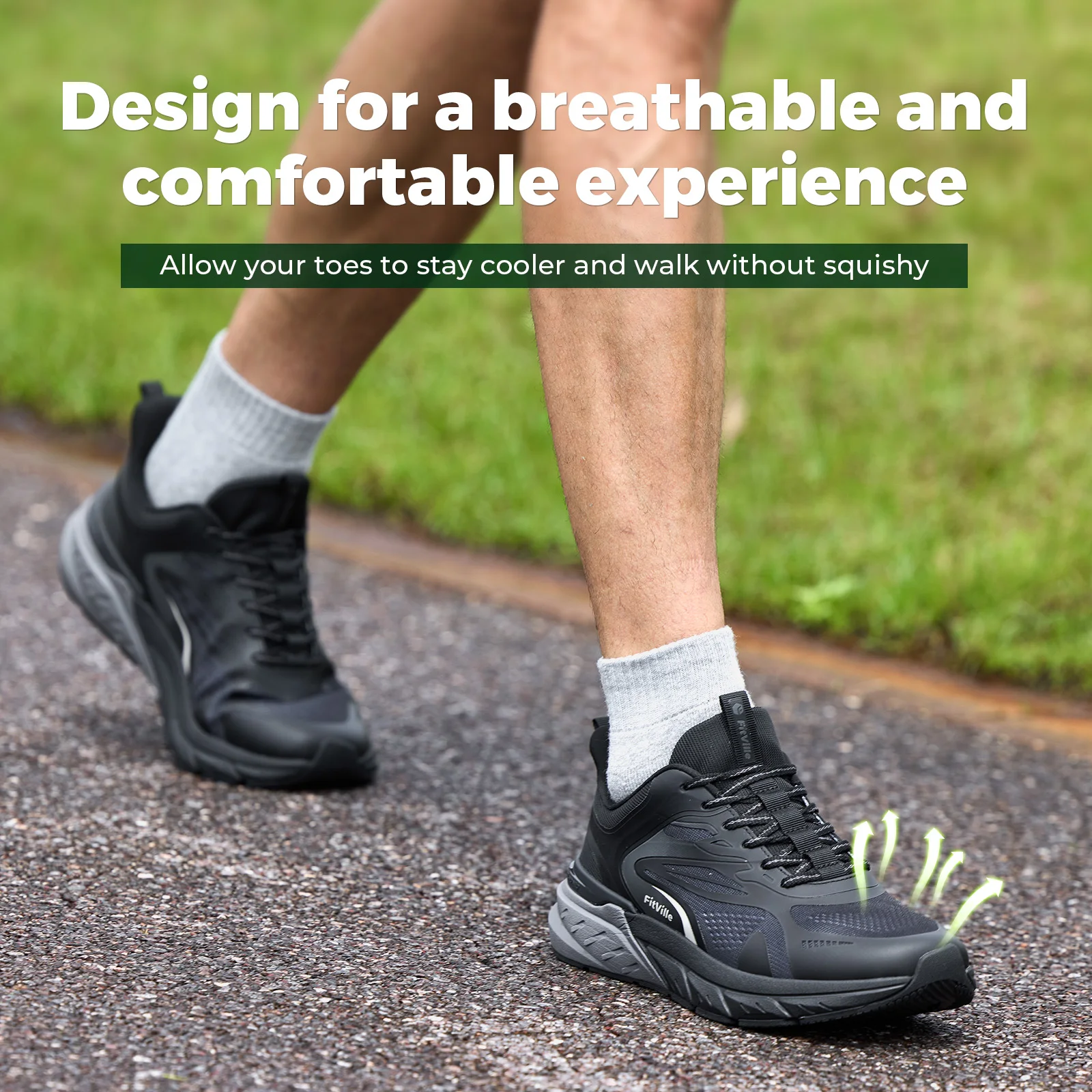 Zapatos Fittington para hombre, zapatos para caminar de ancho, zapatillas suaves acolchadas antideslizantes, zapatos para caminar Tenis resistentes al desgaste