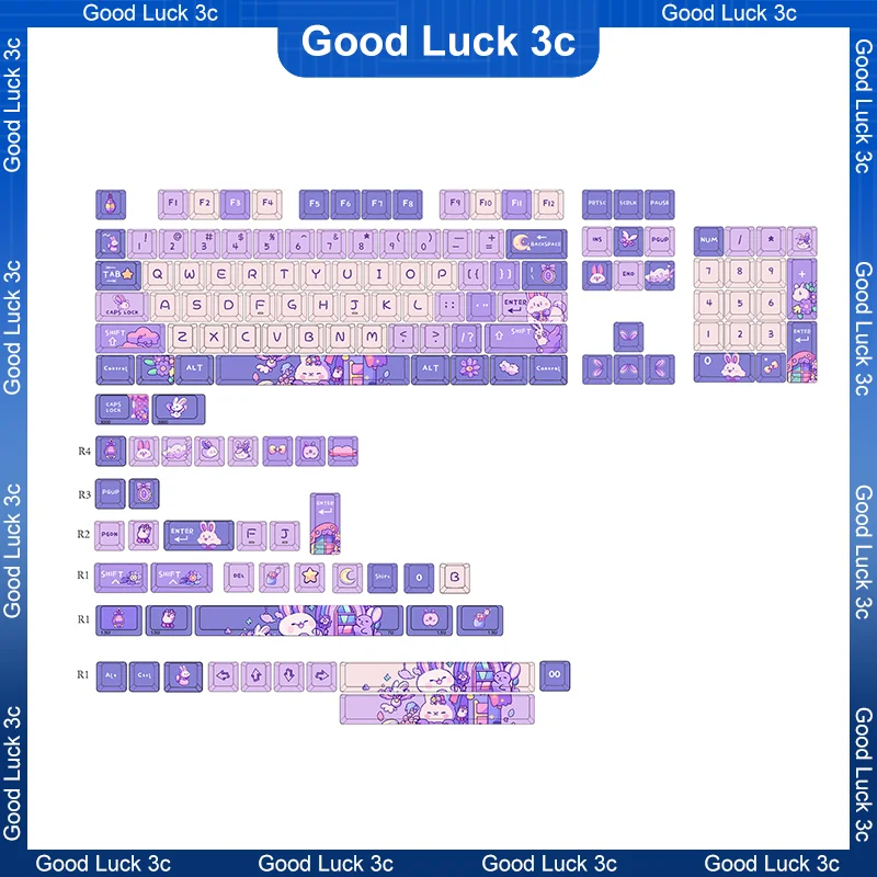 Ajazz Sheepish Rabbit Body Keycaps Iso Mac Koa Dot Pbt Keycaps For Hi75 Hi98 Magnetic 60 Mechanical Keyboard Gaming Keycaps