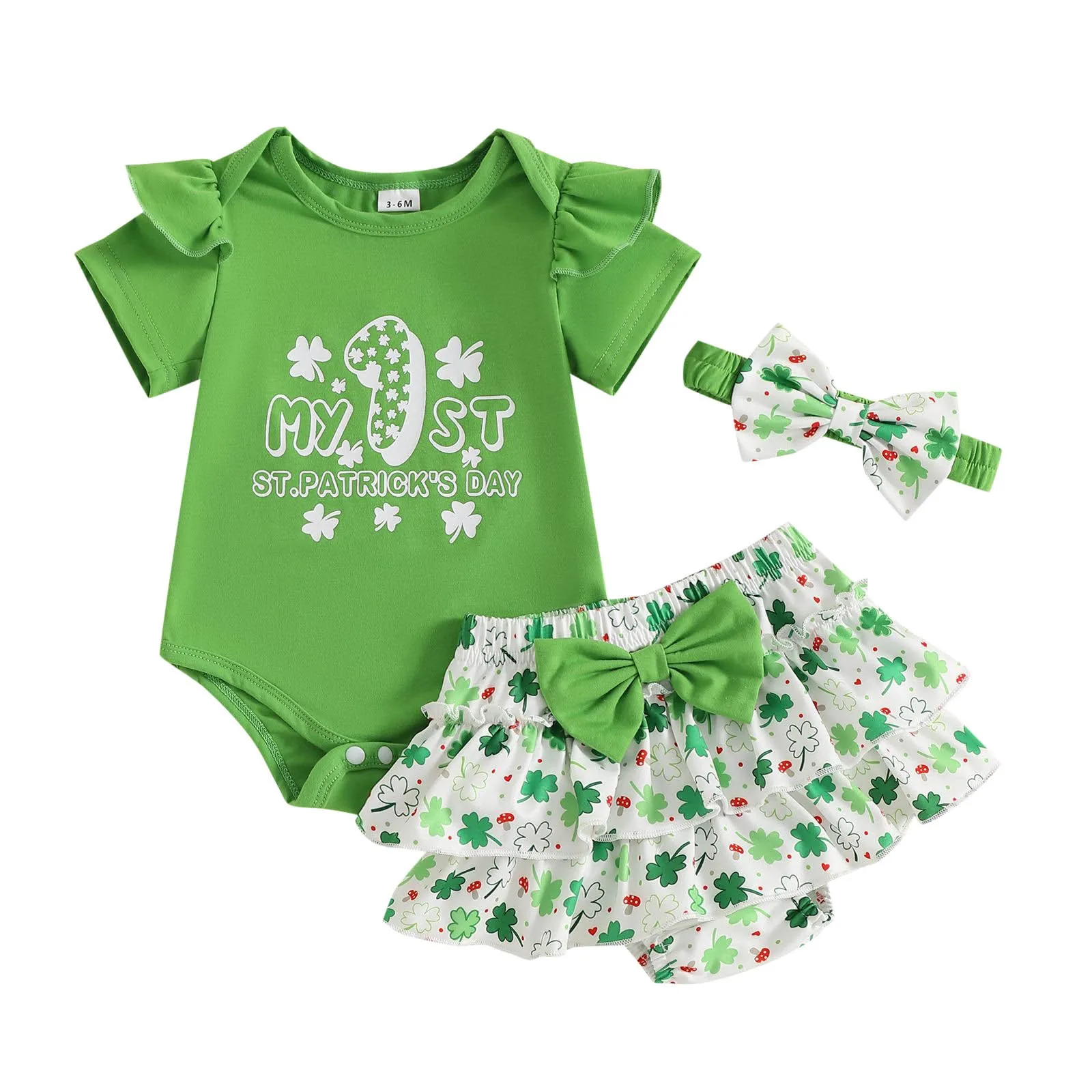 

Muddy Girl Baby My First St Patricks Day Baby Girl Outfit Ruffle Bodysuit Bows Tutu Shorts Spring Photo Outfit 5 Month Girls