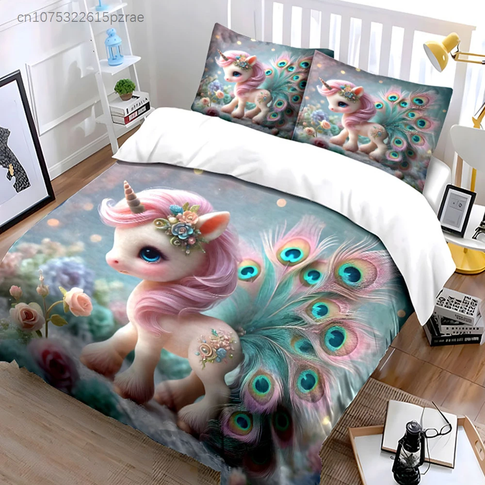 Magical Unicorn Decor Set Multiple Sizes kid's And adults' Bedroom Exquisite 3PC Bedding set, Gift