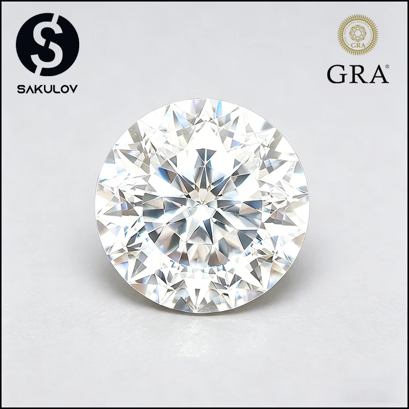 

Белый круглый муассанит с сотней граней, цвета D, с сертификатом GRA, свободный камень, имитирующий бриллиант