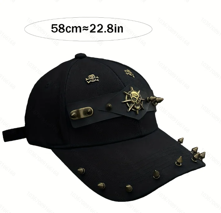 Punk Skull Hip Hop Cap Hat Unisex Streetwear Style Embroidered Logo Breathable Cotton Adjustable Snapback