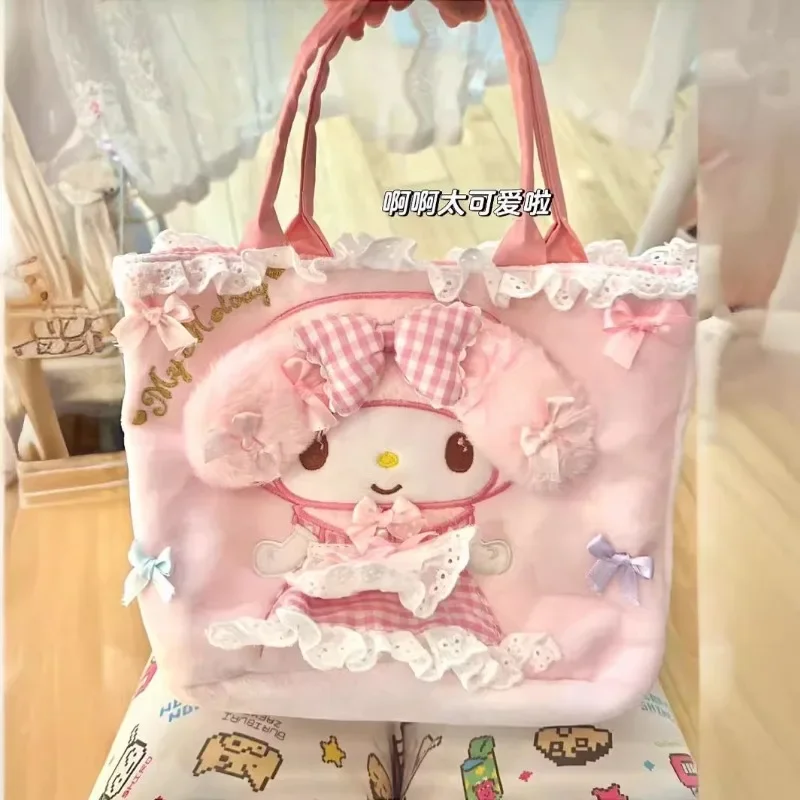 

Sweet Anime Kawaii MINISO My Melody Storage Handbag Cute Cartoon Storage Girly Heart Bento Bag Lovely Gifts for Girls