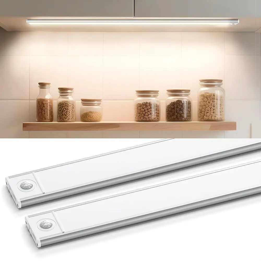 

Under Cabinet Lighting 16"", 108 Led Motion Sensor Light Indoor With 3 Color Dimmable, Battery Operated Closet Lights