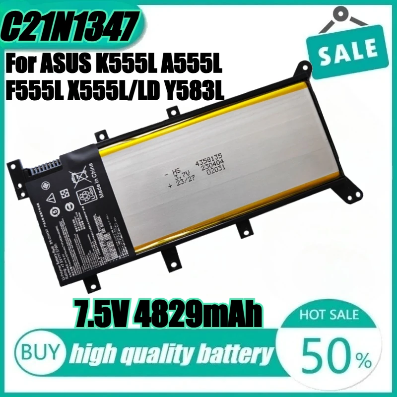 

New 7.5V 4829mAh Laptop Battery for ASUS X554L X555L X555LB X555LN X555 X555LD X555LP F555A F555U W519L F555UA VM C21N1347