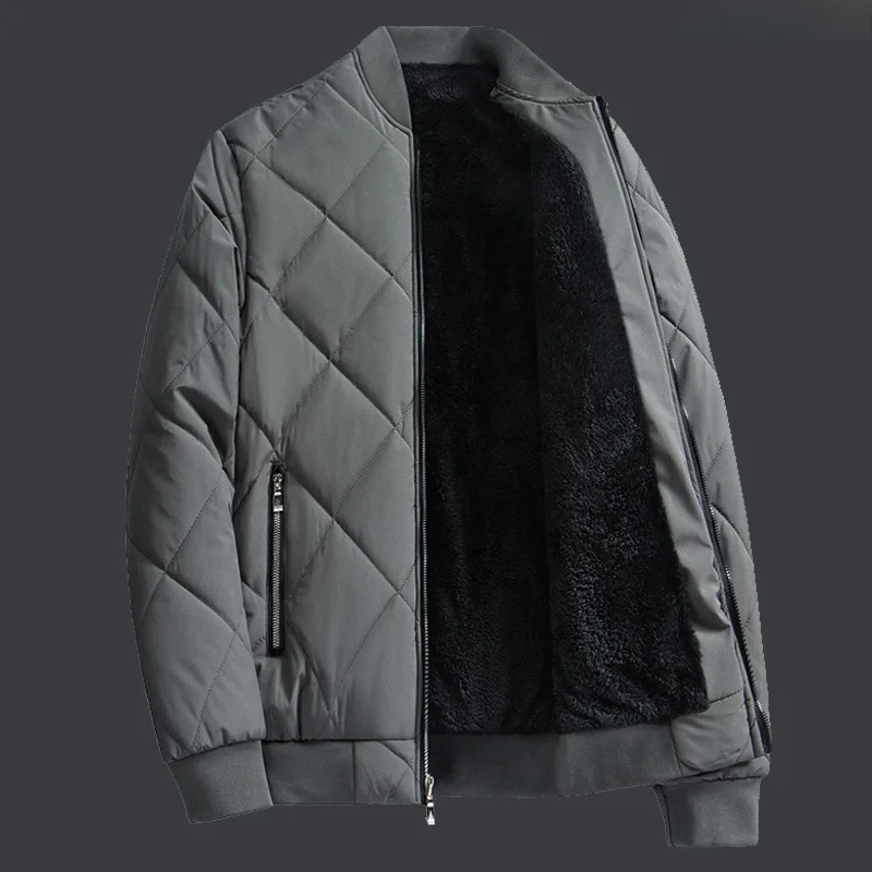 겨울용 면 재킷 남성 작업복 야구 칼라 플리스 그레이 신상품 2025 겨울옷 중년 아빠 면 코트 상의