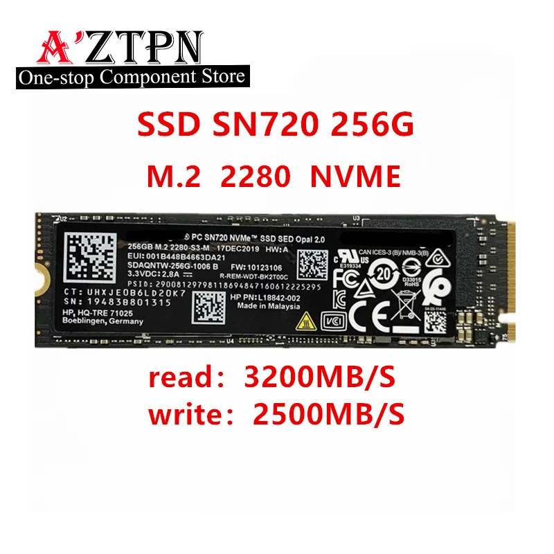 Original New SSD For WD SN720 1TB 256G  M.2 PCIE NVME 2280