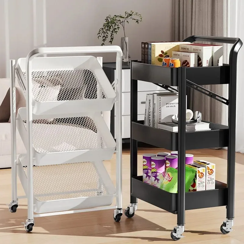 

Kitchen Foldable Floor-to-Ceiling Service Cart Multi-layer Floor-standing Vegetable Storage Trolley Household Movable Rack Shelf