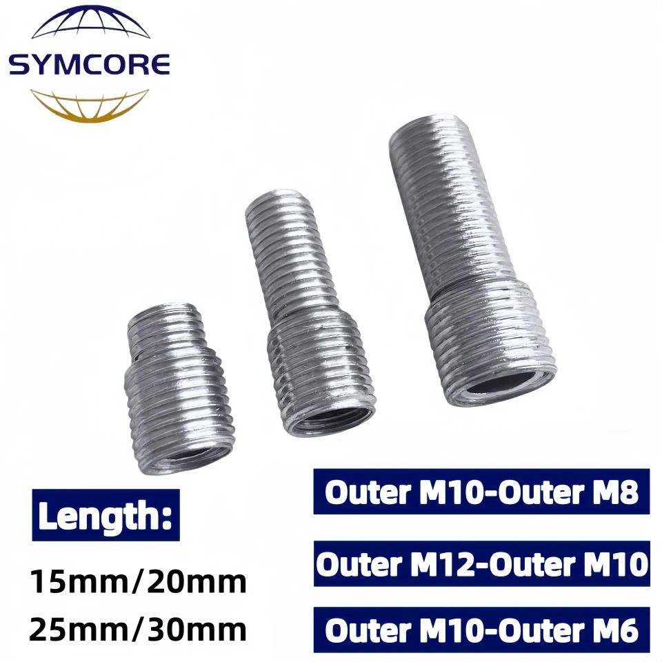 Outer M12 to M10, M10 to M8 Fine Teeth Adapter Screw Hollow Tooth Tube Iron Threaded Tube Screw Full Tooth Tube Tool Accessories