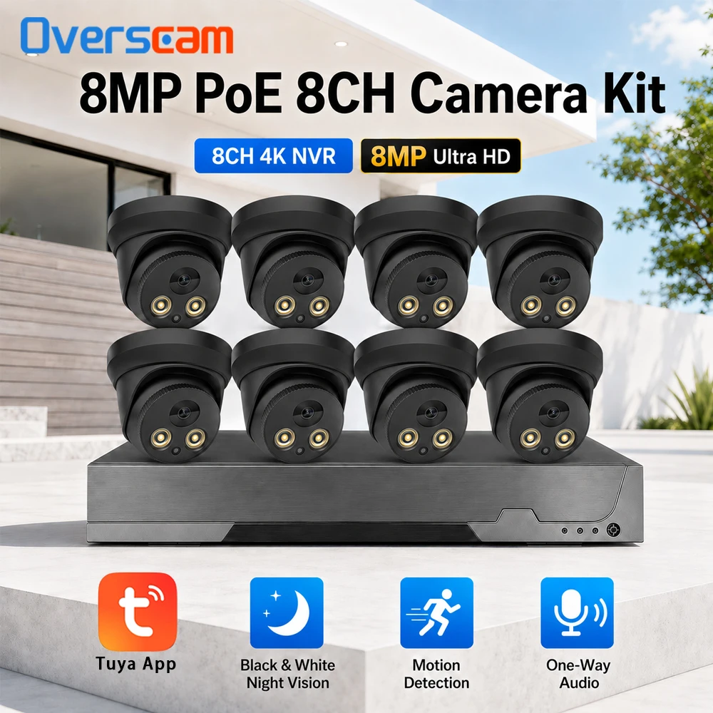 SmartLife 8CH 8MP4K POE Security Camera System Audio Record TUYA NVR Kit CCTV Outdoor IP Camera H.265 P2P Video Surveillance Set