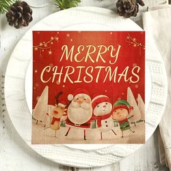 10/20pcs 33*33cm 2-Ply Merry Christmas Cartoon Old Man Happy Pattern Theme Colourful Printed Party Decoration Napkins Promotion