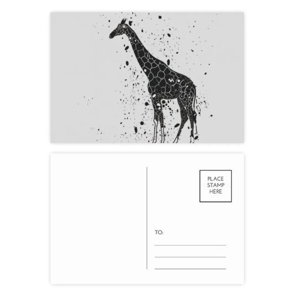 Giraffe Cartoon Animal Grey Postcard Set Birthday Mailing Thanks Greeting Card