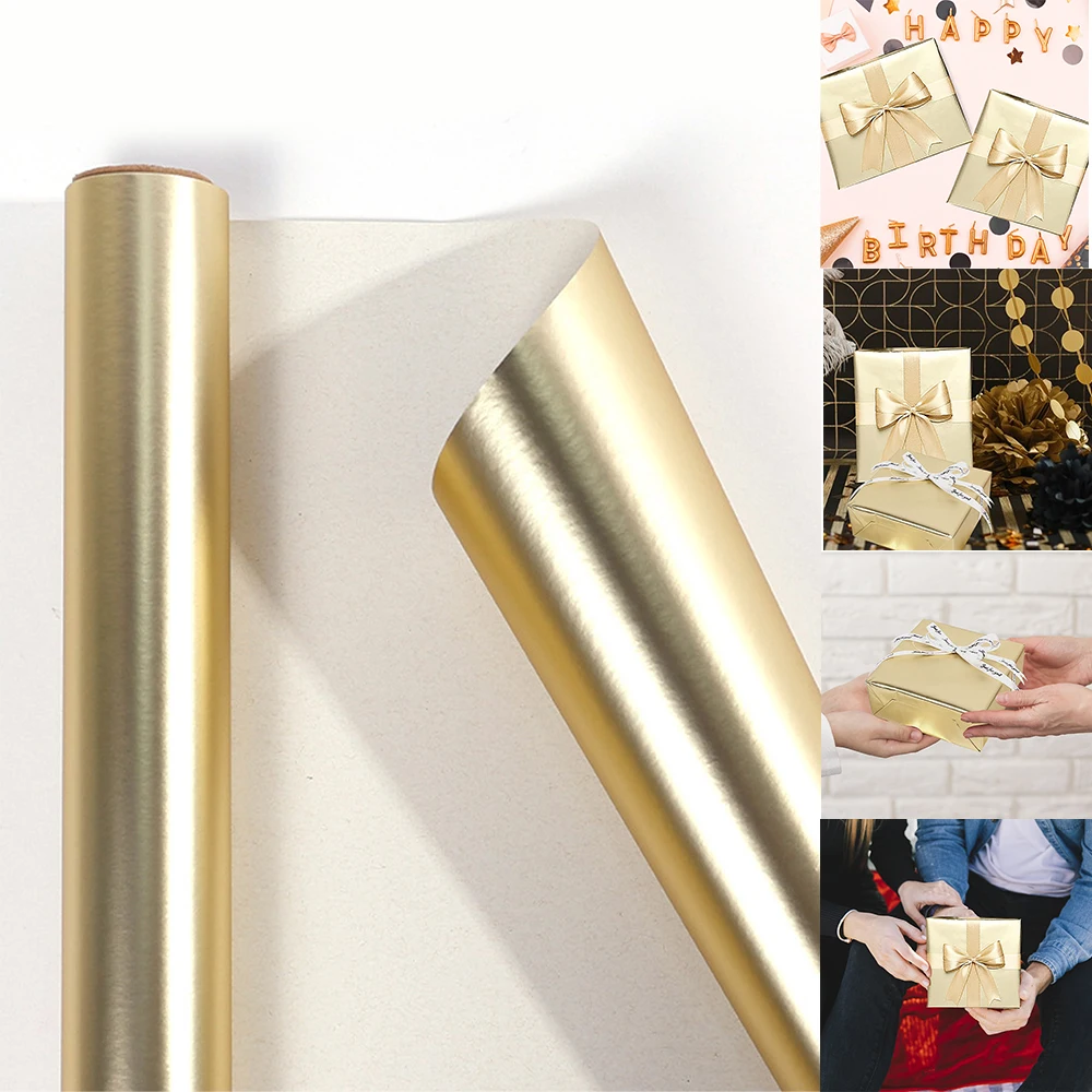 3m*43cm Matte Gold Wrapping Paper Christmas Tree Packaging Gift Wrapping Paper Gift Paper Suitable for Birthdays and Festivals