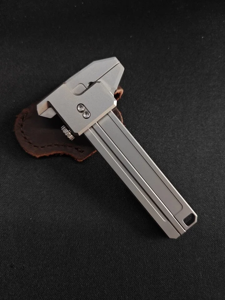 Titanium Alloy Mini Vernier Caliper Porable Pocket Measuring Tool with Leather Pouch for EDC Daily Use