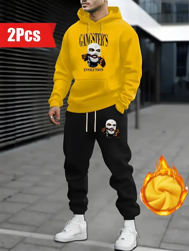 2025年秋新作 3プリント 快適でおしゃれなカジュアルメンズアウトドアスポーツスウェットシャツ＆スウェットパンツセット