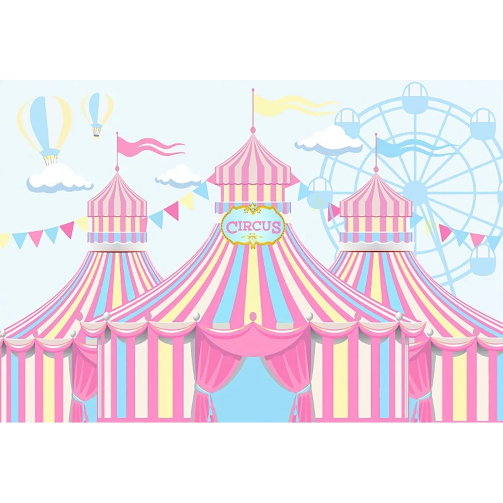 Circus Photography Background Baby Birthday Decoration Backdrop Newborn Children Portrait Pink Tent Photographic Photo Props