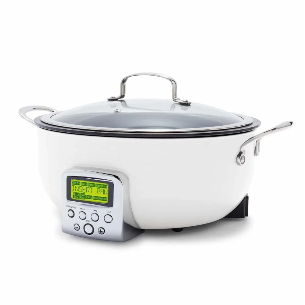 Smart Electric 6QT Skillet Pot,Sear Saute Stir-Fry and Cook Rice, Healthy Ceramic Nonstick, Easy-to-use LED Display