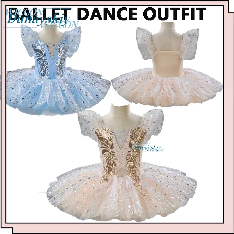 

Little Swan Ballet Sequin Dance Costume Princess Headwear Tutu Skirt Cute Performance Outfit for Halloween Party