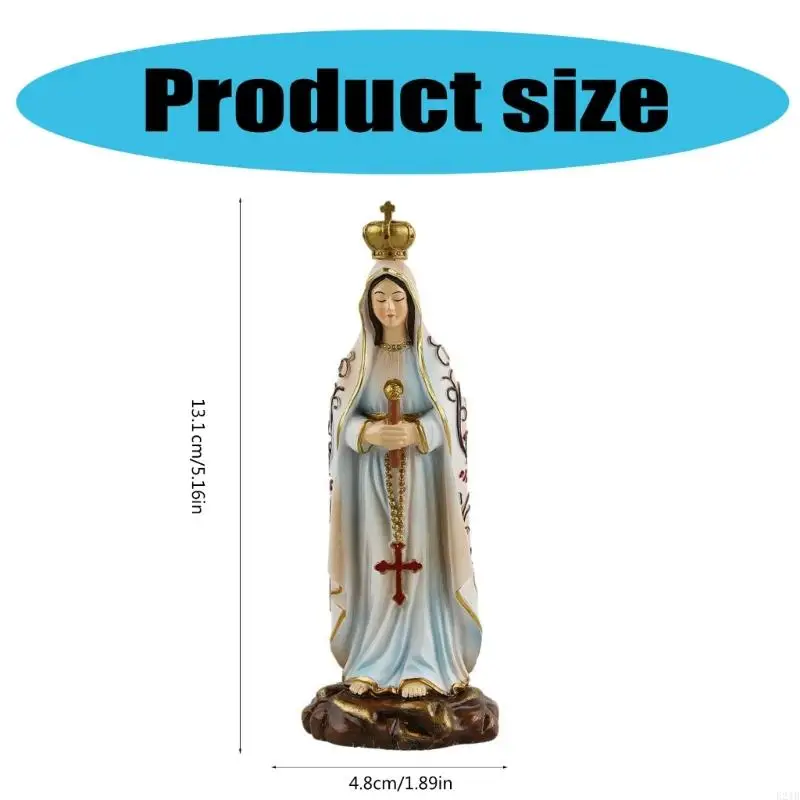 E21B Elegant Fatima Holy Virgin Sculpture Religious Statue For Religious Art Lover Virgin Statue