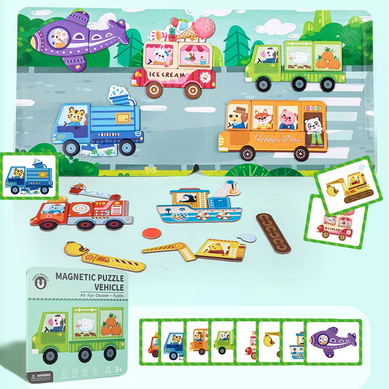 몬테소리 자기 드레스 업 지그 소 퍼즐 어린이를위한 나무 장난감 교육 인식 게임 부모-자녀 대화 형 학습