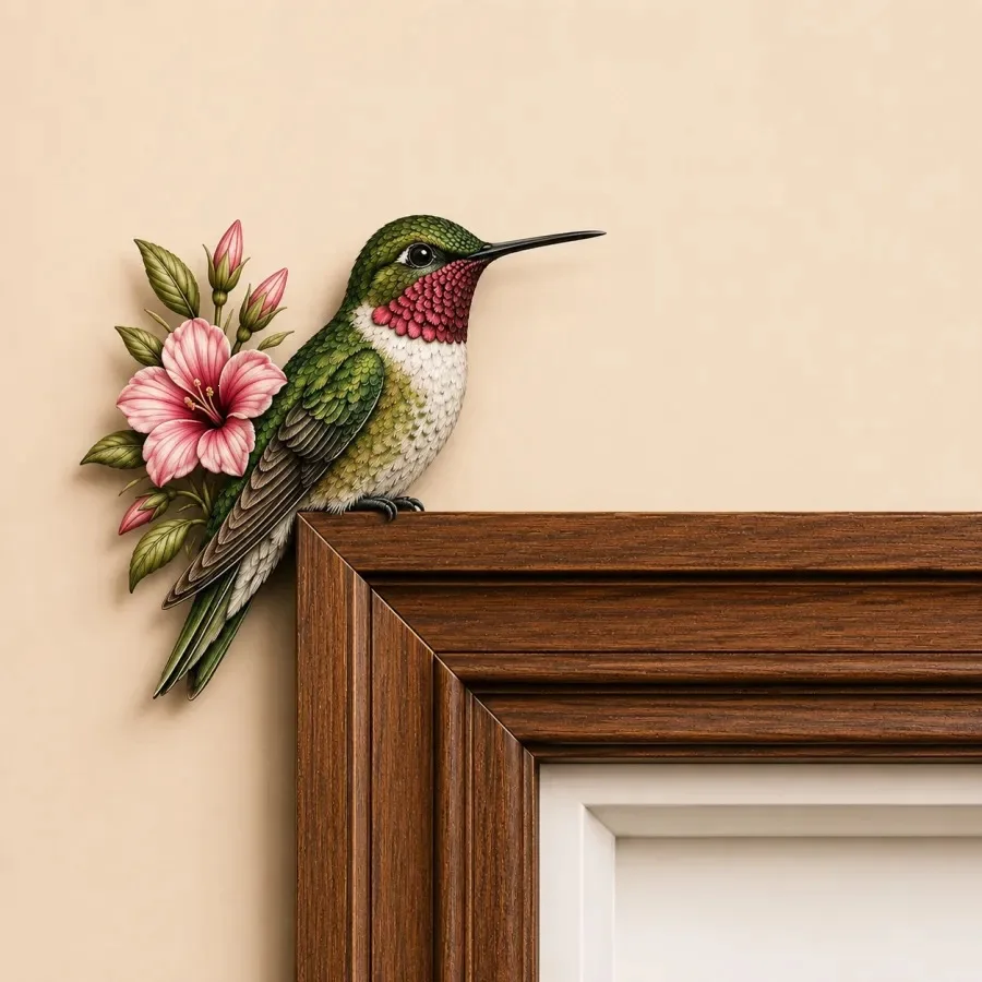 New Wooden Chickadee Door Topper Wooden Bird Door Top Decoration Fashionable Christmas and Halloween Gift Ornament