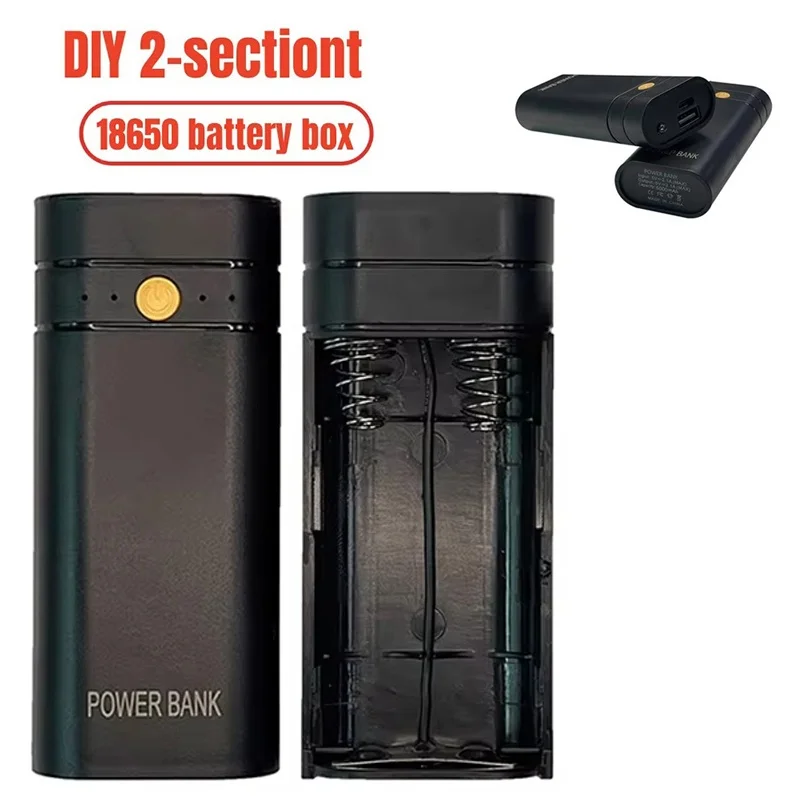 2X 18650 Type-C USB Power Bank Battery Charger Case DIY Battery Box For Phone Electronic Charging Not Including Batteries 5V 2A
