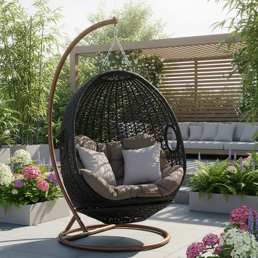 Hanging Egg Chair - Kursi Ayun Gantung Rotan Modern Meiqi