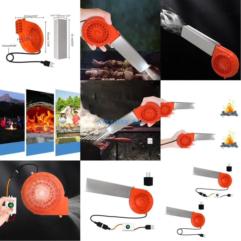 

L8RC 5 В с питанием от USB, вентилятор с регулировкой скорости, гриль, дровяная печь, уличный вентилятор для барбекю, вентилятор