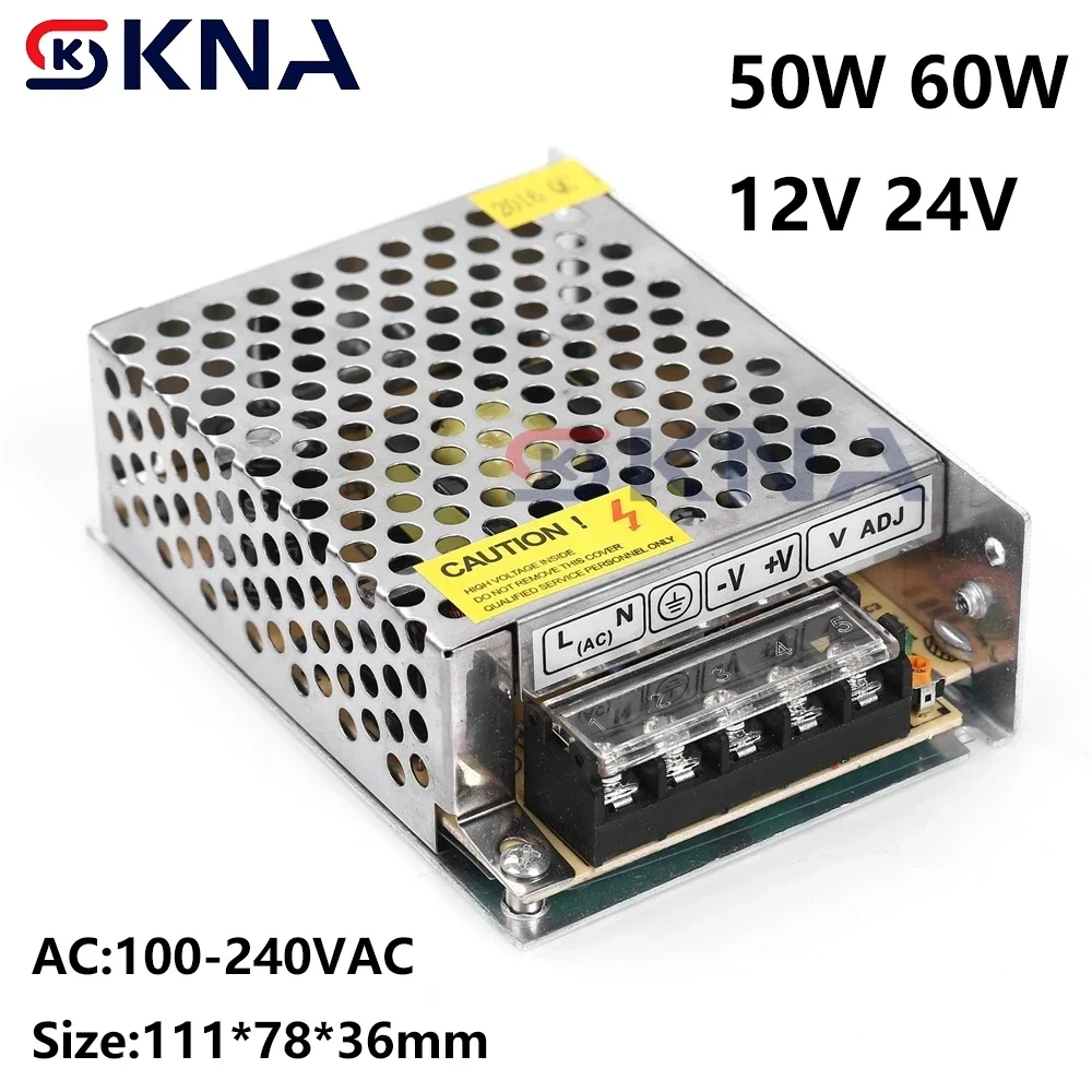 Switching Power Supply DC 12V 24V 2A 2.5A 4A 5A 50W 60W Light Transformer AC 100-240V Source Adapter SMPS For LED Strips CCTV