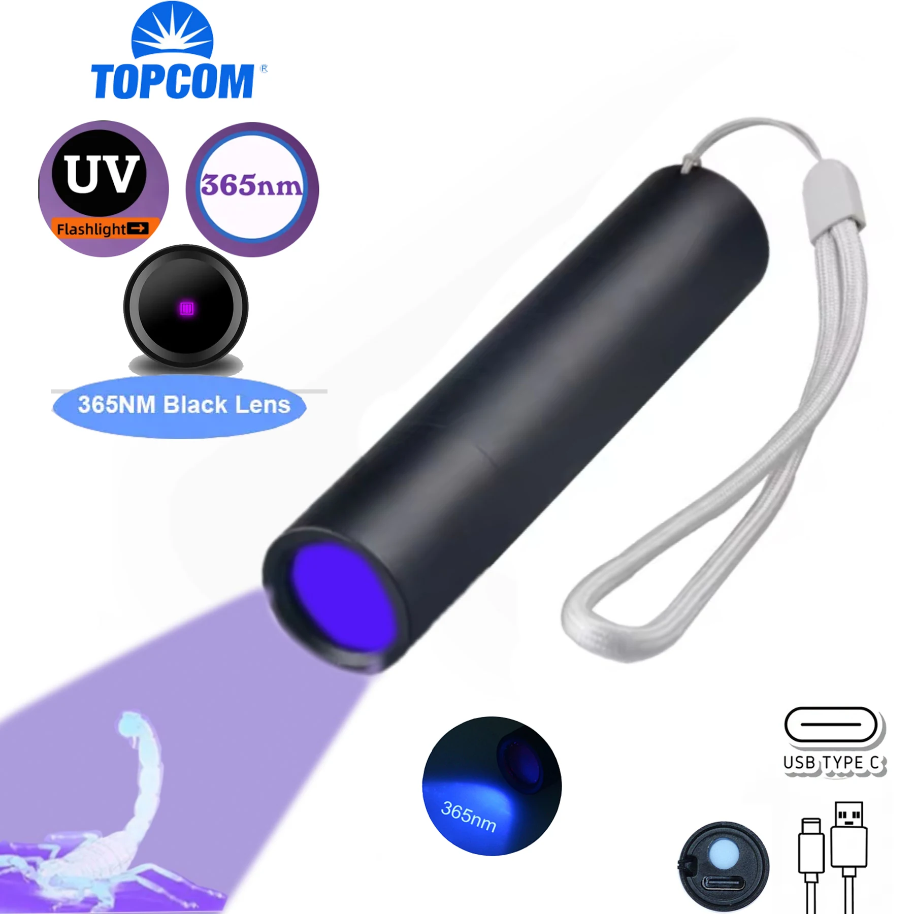 

UV 5W built-in 18650 battery usb uv laser pointer. Powerful Ultraviolet Light 365nm Flashlight with Filter aluminum torch