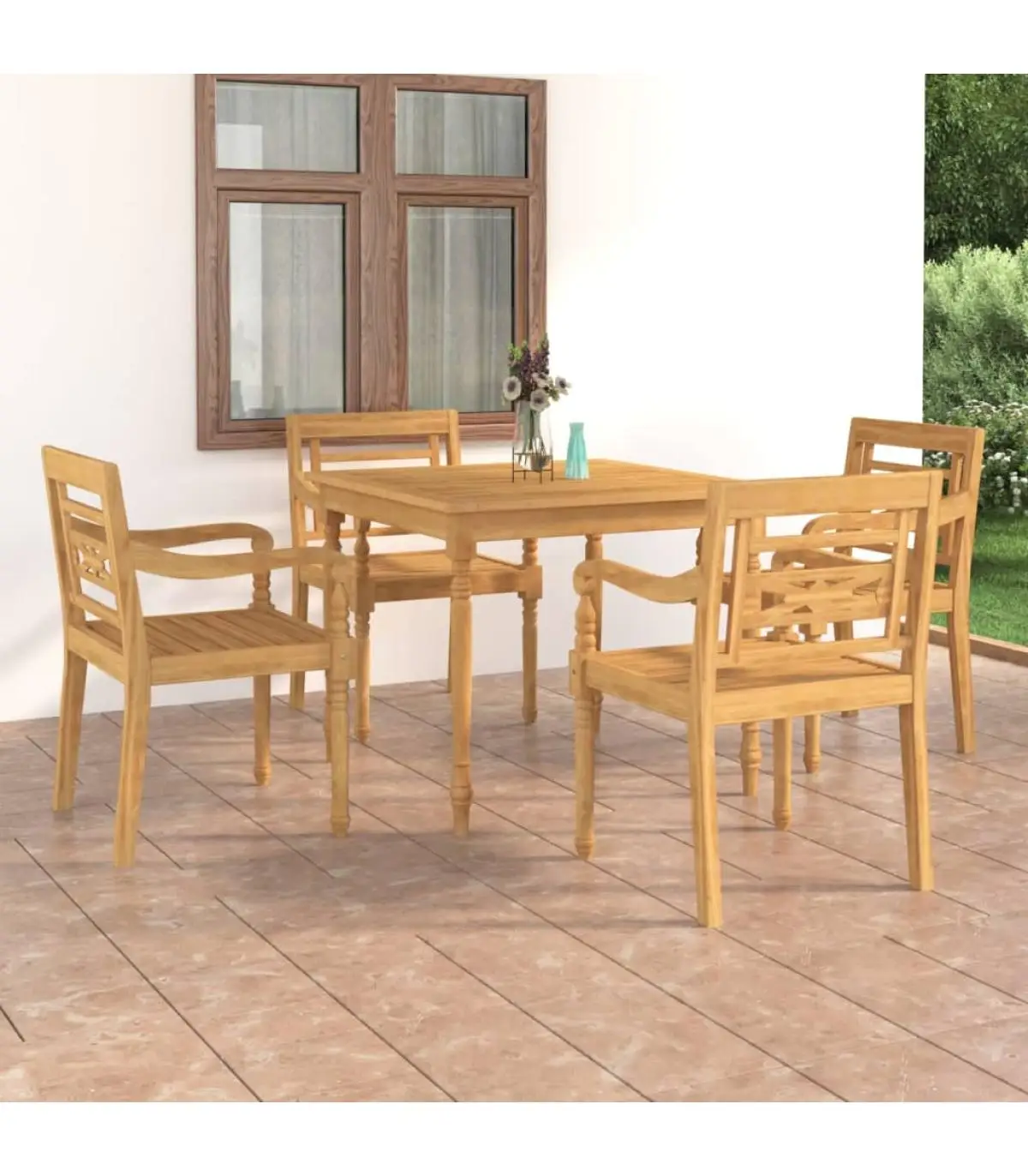 Garden sets garden dining set 5 pieces solid teak wood