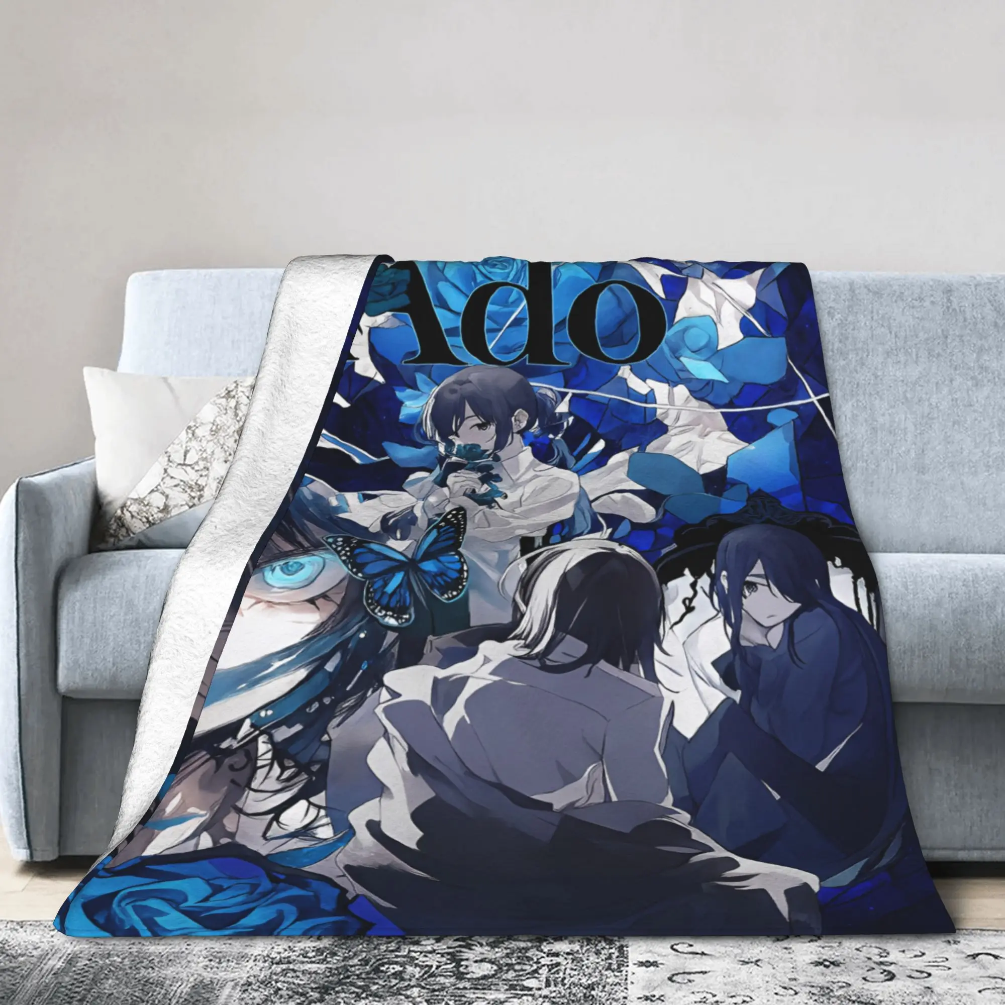 Ado Hibana World Tour Fuzzy Blankets Anime Singer Creative Throw Blanket for  Sofa Bedding Lounge 150*125cm Rug Piece