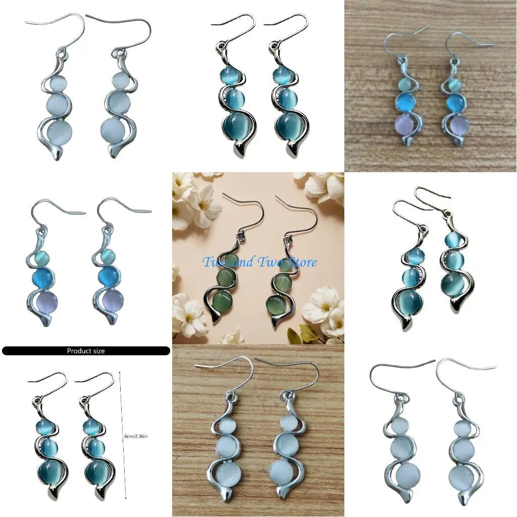 

HX6F Модные кошки Гемстоуны Серьги красочные серьги опала свинца Элегантные искусственные хрустальные женщины аксессуары ушей