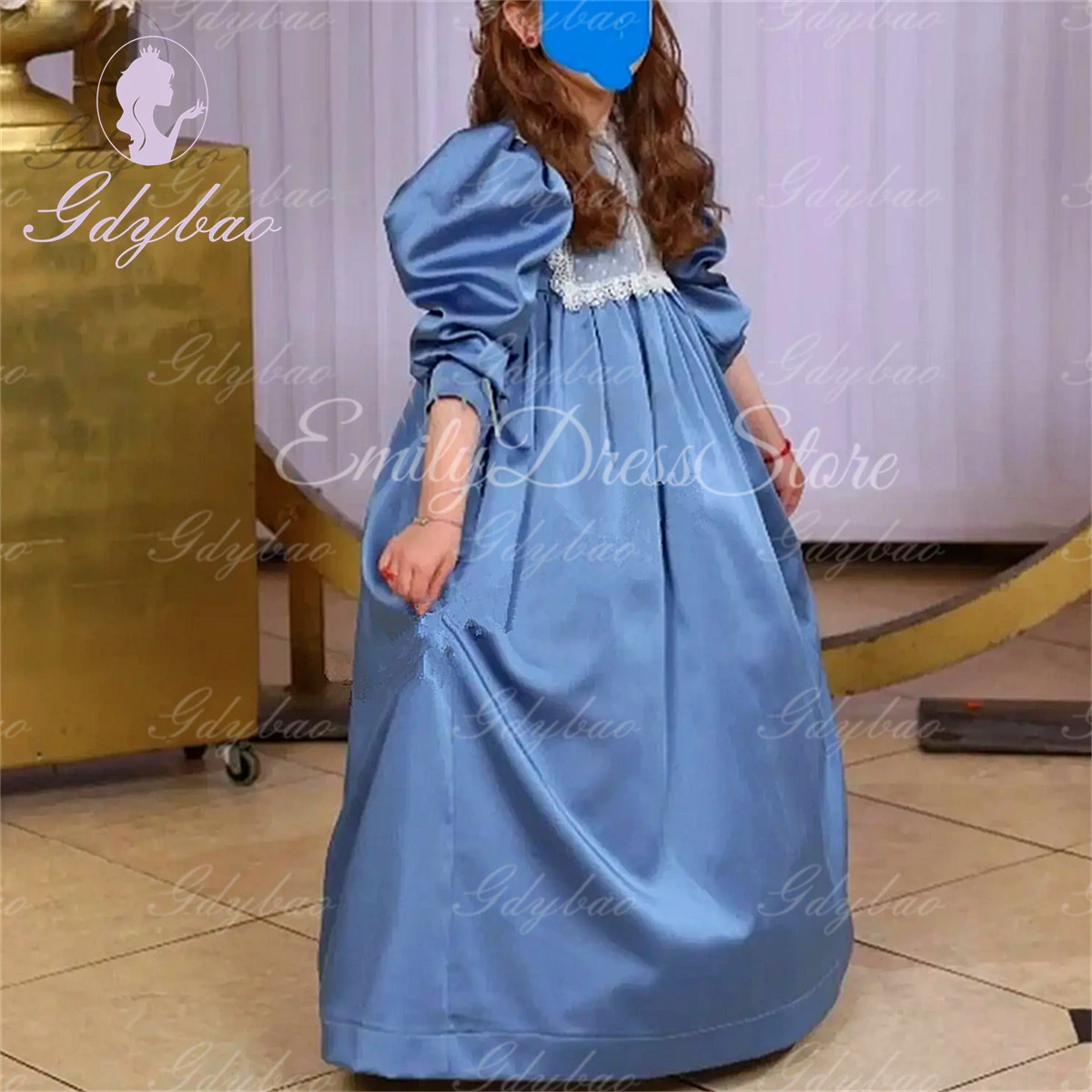 Vestido roxo de cetim para meninas, vestido para casamento, renda até o chão, inchado, elegante, aniversário infantil, primeira comunhão, vestidos de baile