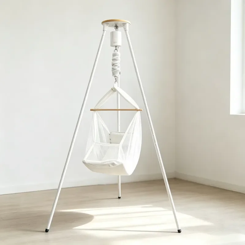 Portable Baby Electric Hammock Cradle with Stand Breathable Mesh Rocking Chair USB Powered Speed Control Timer for Indoor