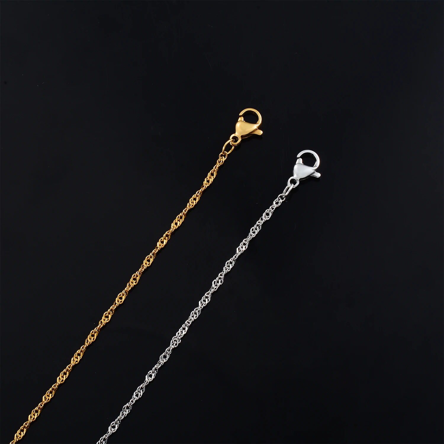 Winzige Wasserwellen-Ketten aus Edelstahl, anlaufbeständige Halskette, Großhandel für Modeschmuck-Zubehör – Detail 2