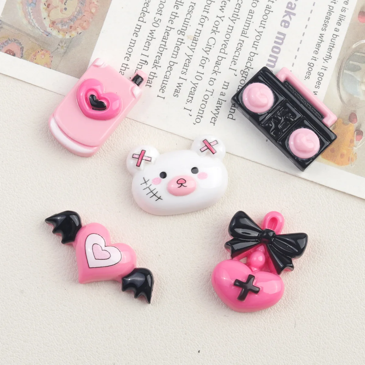 100 قطعة Kawaii الراتنج فلاتباك مصغرة مجوهرات الدب الضروريات DIY بها بنفسك ل جراب هاتف دبوس المفاتيح أقراط سجل القصاصات #2