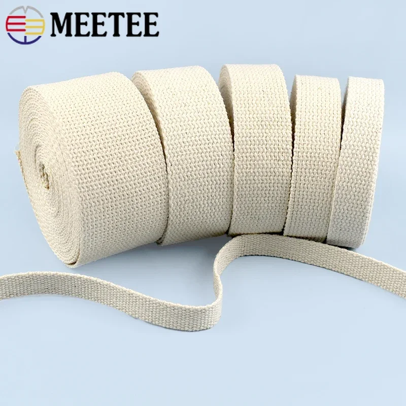 

5/10M 20~50mm Beige Polyester Cotton Webbing Bands for Bag Straps Waistband Ribbon Tape Bias Binding DIY Bags Sewing Accessories