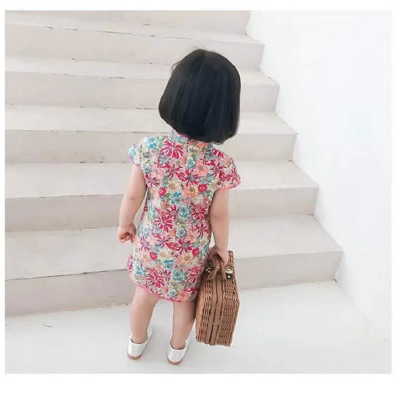 Girls' Cheongsam, Children's Cheongsam, Summer Little Girl's Cheongsam Dress, Chinese Style Retro Dress, Baby Girl Princess Dress