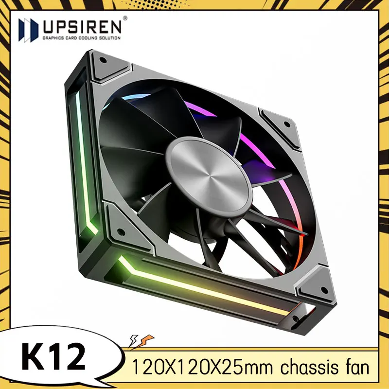 

UPSIREN K12 Chassis Cooling Fan 120x120x25mm 5V 3-pin ARGB 12V 4-pin PWM 800~1800 RPM CPU Air Cooling Fan Low Noise Black/White