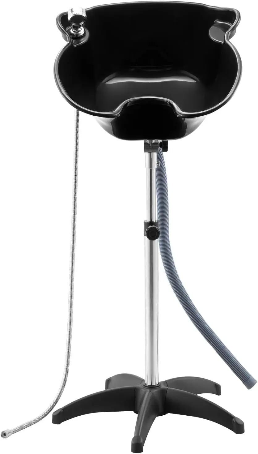

Portable Shampoo Bowl, Deep Shampoo Sink with Adjustable Height & Angle, Includes Drain Hose, Shower Head, Lightweight Hai