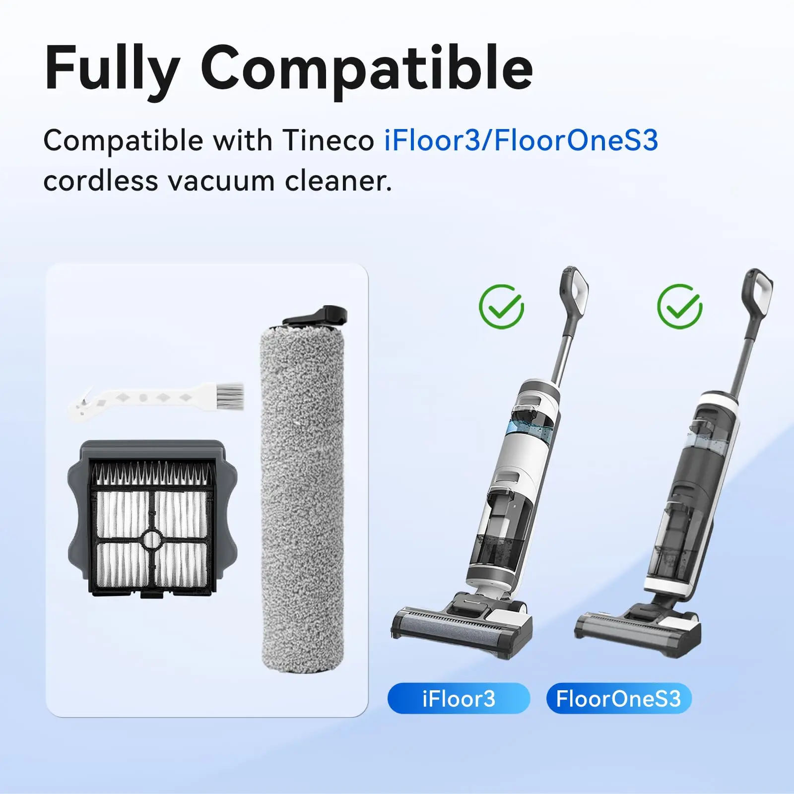 

Kit Fit for Tineco IFloor S3 / Floor ONE S3 Cordless Wet Dry Floor Washer Handheld Vacuum Roller Brush Hepa Filter Spare Parts