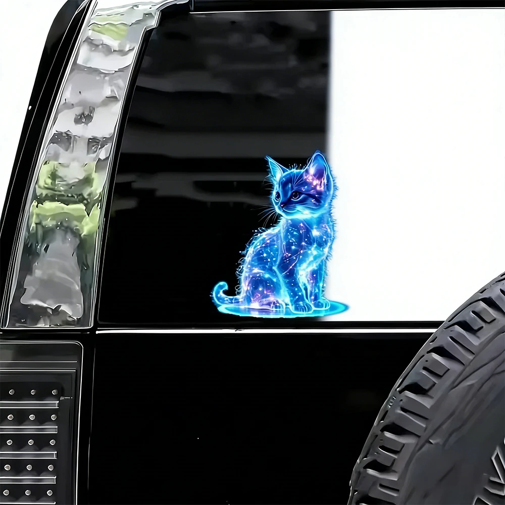 Charmante blaue Katzen-Motorradaufkleber, wasserfest, für Roller, Kraftstofftank, Frontverkleidung, Vinyl-Aufkleber, Autofenster-Dekoration