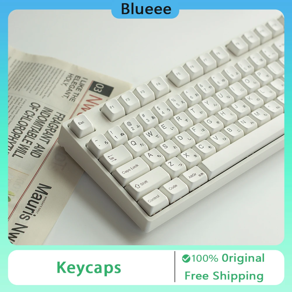 Minimalist White Keycaps Set MDA Profile Pure White PBT Dye-sublimation Keycaps Customized Office Mechanical Keyboard Key Caps