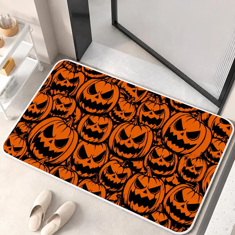 Gothic Halloween Creature Pattern Floor Mat Flannel Rug Soft Non Slip Washable Door Mat for Bathroom Bedroom Kitchen Home Decor